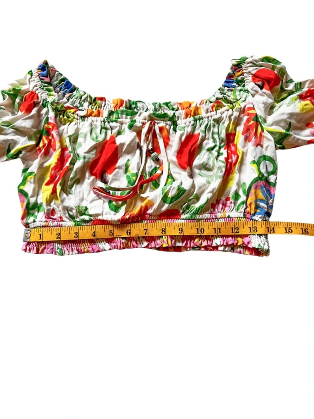 Farm Rio Off The Shoulder Tropical Floral Crop Top Size L - Picture 11 of 13
